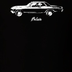 1966 Belair Side View With Model Dark Color T Shirt
