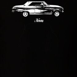 1965 Nova Side View With Model Dark Color T Shirt