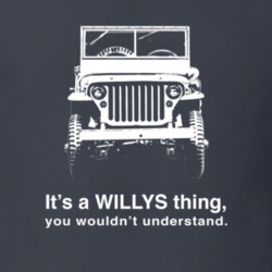 1941 Willys MB Grill View With Willys Thing Slogan Dark Color T Shirt