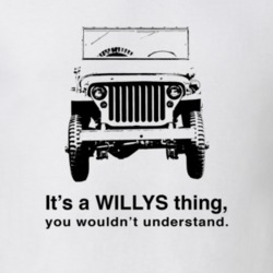1941 Willys MB Grill View With Willys Thing Slogan Light Color T Shirt
