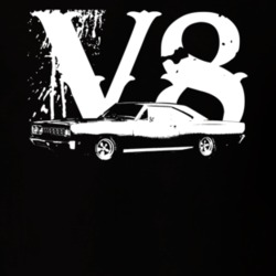 1968 Plymouth Roadrunner Side View V8 Faded Look Dark T Shirt