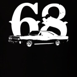 1968 Plymouth Roadrunner Side View With Year Faded Look Dark T Shirt