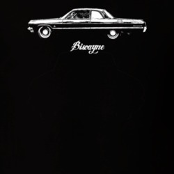 1964 Biscayne Side View With Model Dark Color T Shirt