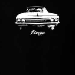 1965 Biscayne Grill View With Model Dark Color T Shirt