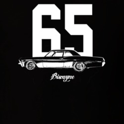1965 Biscayne Side View With Year And Model Dark Color T Shirt