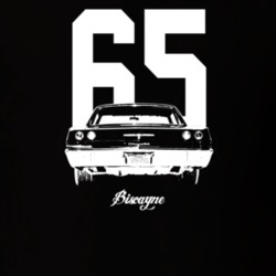 1965 Biscayne Rear View With Year And Model Dark Color T Shirt