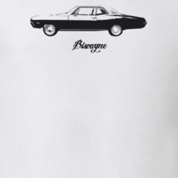 1967 Biscayne Side View With Model Light Color T Shirt