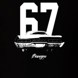 1967 Biscayne Rear View With Year And Model Dark Color T Shirt