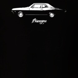 1968 Biscayne Side View With Model Dark Color T Shirt