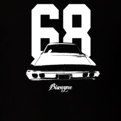 1968 Biscayne Rear View With Year And Model Dark Color T Shirt