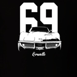 1969 Corvette Grill View With Year And Model Dark Color T Shirt