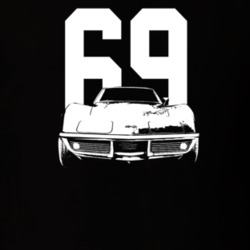 1969 Corvette Grill View With Year Dark Color T Shirt