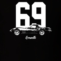 1969 Corvette Side View With Year And Model Dark Color T Shirt