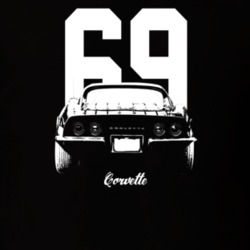 1969 Corvette Rear View With Year And Model Dark Color T Shirt