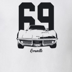 1969 Corvette Grill View With Year And Model Light Color T Shirt