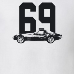 1969 Corvette Side View With Year Light Color T Shirt