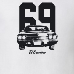 1969 El Camino Grill View With Year And Model Light Color T Shirt