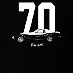 1970 Corvette Side View With Year And Model Dark Color T Shirt