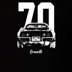 1970 Corvette Rear View With Year And Model Dark Color T Shirt