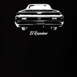 1970 El Camino Rear View With Model Dark Color T Shirt