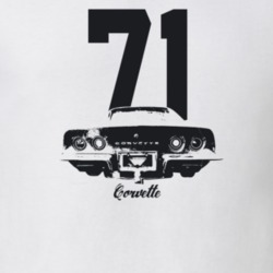 1971 Corvette Rear View With Year And Model Light Color T Shirt