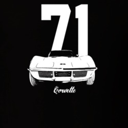1971 Corvette Grill View With Year And Model Dark Color T Shirt