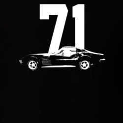 1971 Corvette Side View With Year Dark Color T Shirt