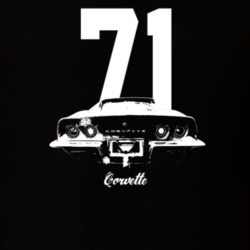 1971 Corvette Rear View With Year And Model Dark Color T Shirt