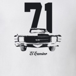 1971 El Camino Grill View With Year And Model Light Color T Shirt
