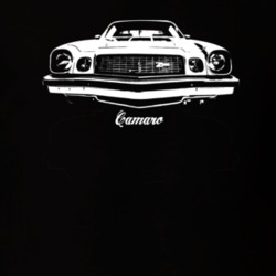 1974 Camaro Grill View With Model Dark Color T Shirt