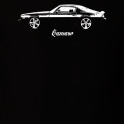 1974 Camaro Side View With Model Dark Color T Shirt