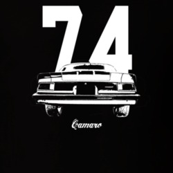 1974 Camaro Rear View With Year And Model Dark Color T Shirt