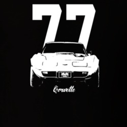 1977 Corvette Grill View With Year And Model Dark Color T Shirt
