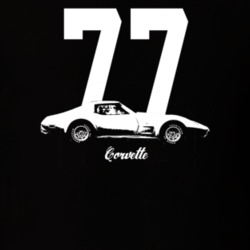 1977 Corvette Side View With Year And Model Dark Color T Shirt