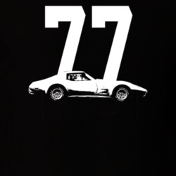 1977 Corvette Side View With Year Dark Color T Shirt