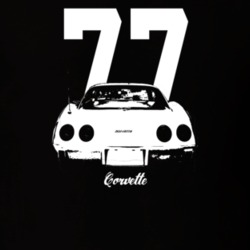 1977 Corvette Rear View With Year And Model Dark Color T Shirt