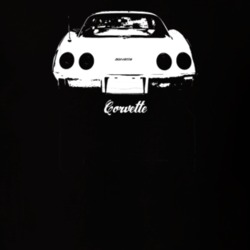 1977 Corvette Rear View With Model Dark Color T Shirt