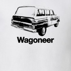 1970 Wagoneer Rear View With Model Light Color T Shirt