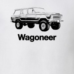 1970 Wagoneer Side View With Model Light Color T Shirt