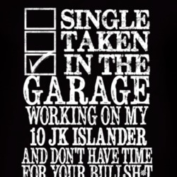 Single Taken In The Garage With 2010 JK Islander T Shirt