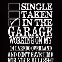 Single Taken In The Garage With 2014 Laredo Overland T Shirt