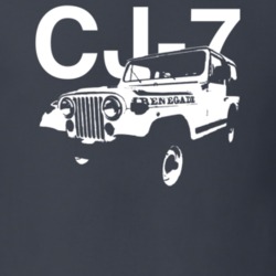 1980 Renegade CJ-7 Side View With Model Dark Color T Shirt