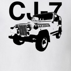 1980 Renegade CJ-7 Side View With Model Light Color T Shirt