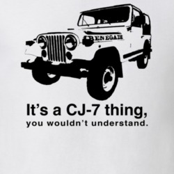 1980 Renegade CJ-7 Side View With Slogan Light Color T Shirt