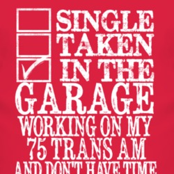 Single Taken In The Garage With 1975 Pontiac Trans Am T Shirt