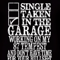 Single Taken In The Garage With 1987 Pontiac Tempest T Shirt
