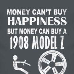 Money Cant Buy Happiness 1908 Oldsmobile Model Z Dark Distressed T Shi