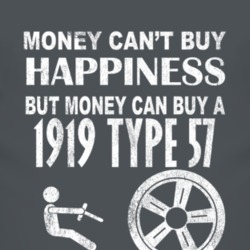 Money Cant Buy Happiness 1919 Cadillac Type 57 Dark Distressed T Shirt