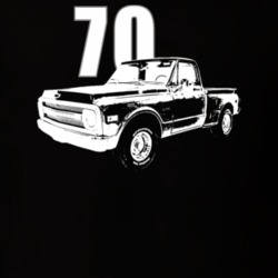 1970 C10 Stepside Angle View With Year Dark Color T Shirt