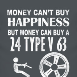 Money Cant Buy Happiness 1924 Cadillac Type V 63 Dark Distressed T Shi